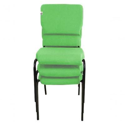 03 Cadeiras Empilhável Para Igrejas Evangélicas Linha Church Verde