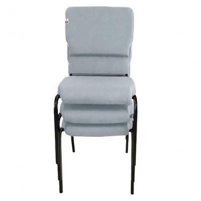 03 Cadeiras Empilhável Para Igrejas Evangélicas Linha Church Cinza