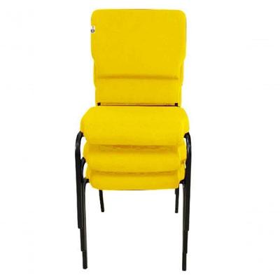 03 Cadeiras Empilhável Para Igrejas Evangélicas Linha Church Amarelo
