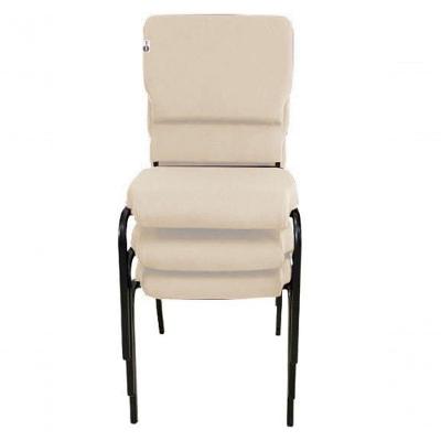 03 Cadeiras Empilhável Para Igrejas Evangélicas Linha Church Bege