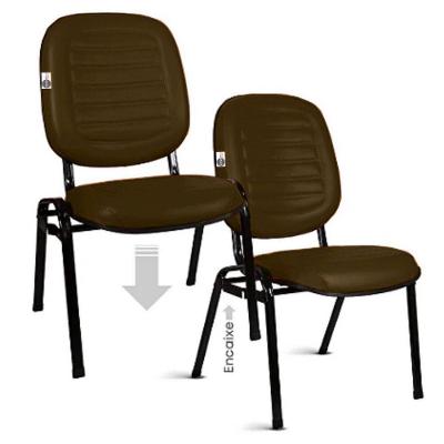 02 Cadeiras Empilhável Para Igrejas Evangélicas Linha Holy Marrom