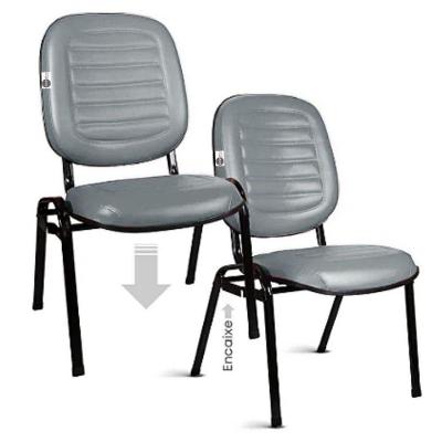 02 Cadeiras Empilhável Para Igrejas Evangélicas Linha Holy Cinza