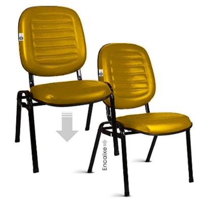 02 Cadeiras Empilhável Para Igrejas Evangélicas Linha Holy Amarelo