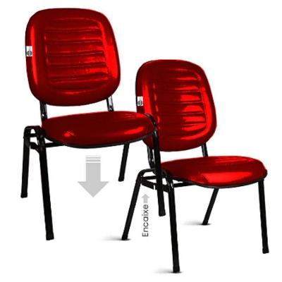02 Cadeiras Empilhável Para Igrejas Evangélicas Linha Holy Vermelho