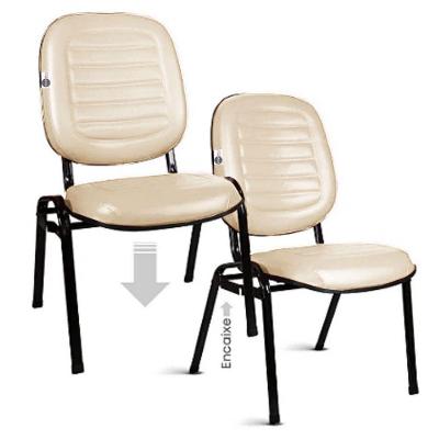 02 Cadeiras Empilhável Para Igrejas Evangélicas Linha Holy Bege