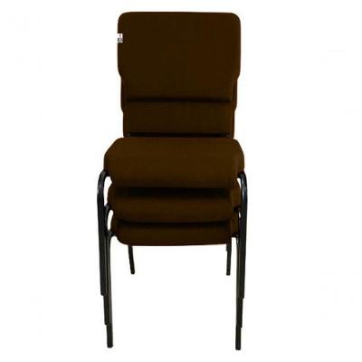03 Cadeiras Empilhável Para Igrejas Evangélicas Linha Church Marrom