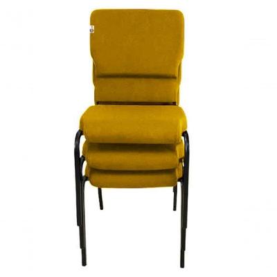03 Cadeiras Empilhável Para Igrejas Evangélicas Linha Church Amarelo