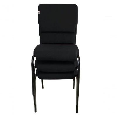 03 Cadeiras Empilhável Para Igrejas Evangélicas Linha Church Preto