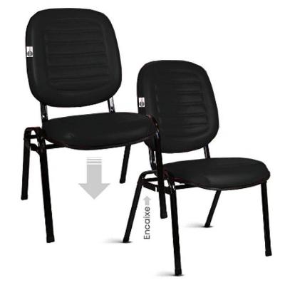 02 Cadeiras Empilhável Para Igrejas Evangélicas Linha Holy Preto