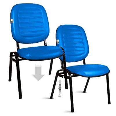 02 Cadeiras Empilhável Para Igrejas Evangélicas Linha Holy Azul