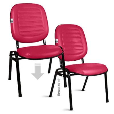 02 Cadeiras Empilhável Para Igrejas Evangélicas Linha Holy Rosa