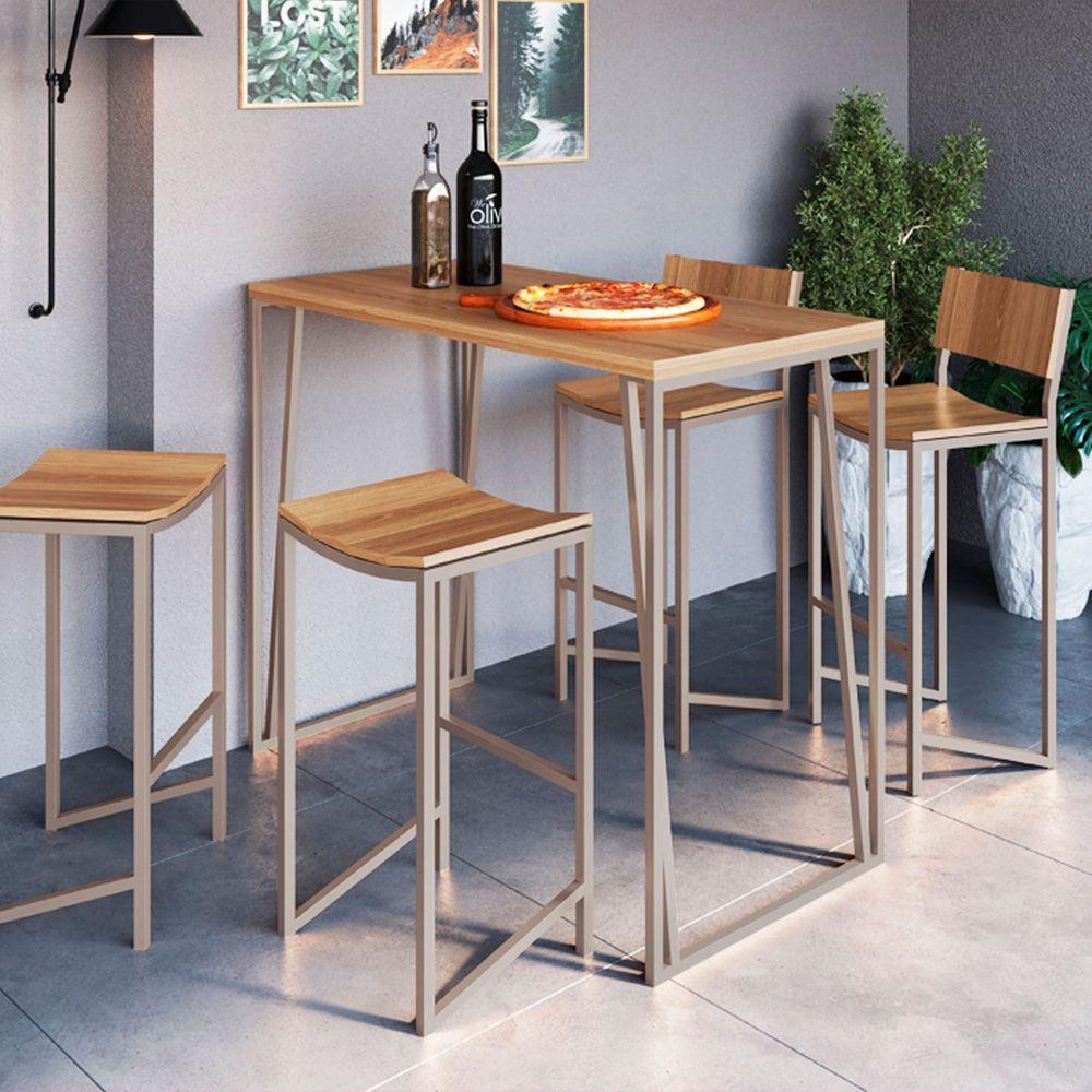 Mesa Bistrô Cais Retangular 120x60cm Olmo-champagne - 3