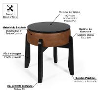 Puff Estofado Vira Mesa Redondo New Liz Em Madeira Marrom/preto - Straub Web - 4