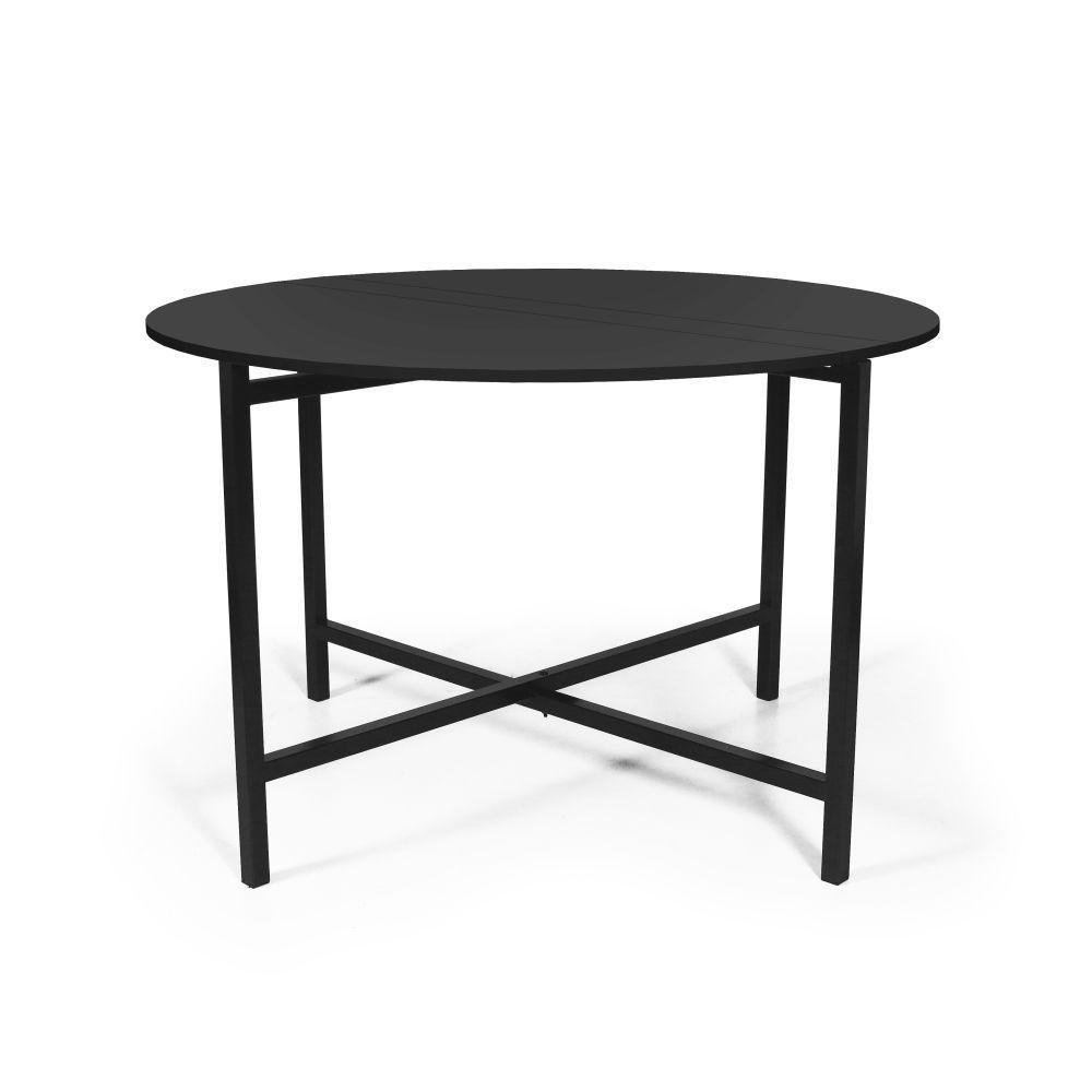 Mesa De Jantar 4 Lugares Redonda Dobrável Prática Preta - Straub Web - 1