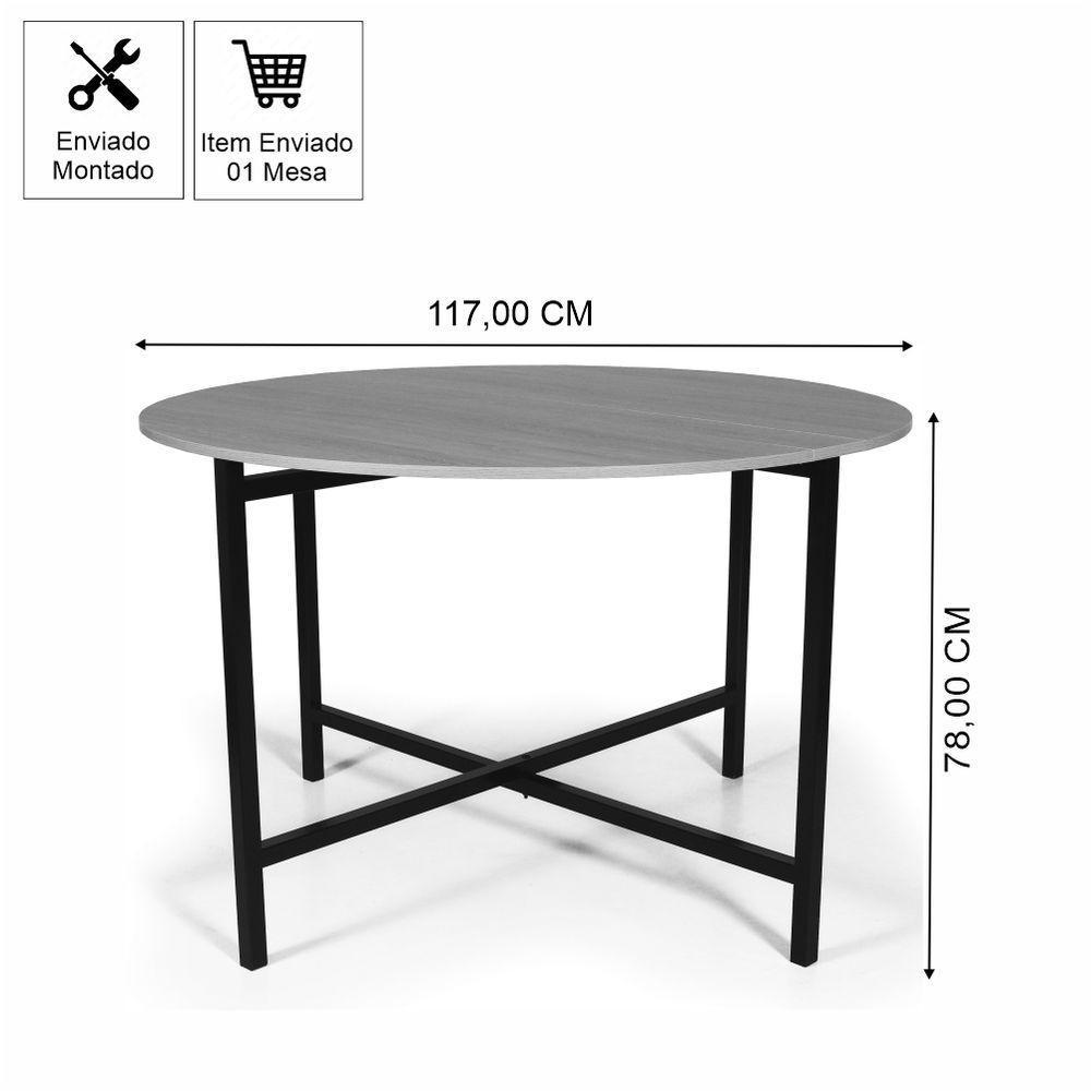 Mesa De Jantar 4 Lugares Redonda Dobrável Prática Preta - Straub Web - 2
