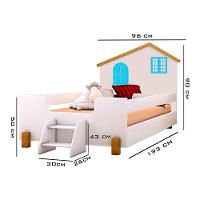 Cama Solteiro Casinha Belíssima Branca E Azul Com 2 Luminárias E Colchão Divaloto - 5