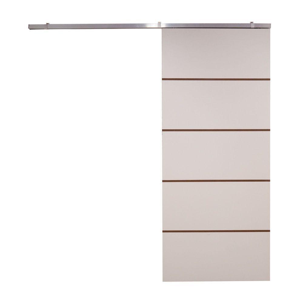 Porta De Correr Branco Prime Frisada Kit Alumínio F03 - 210x70 - 2