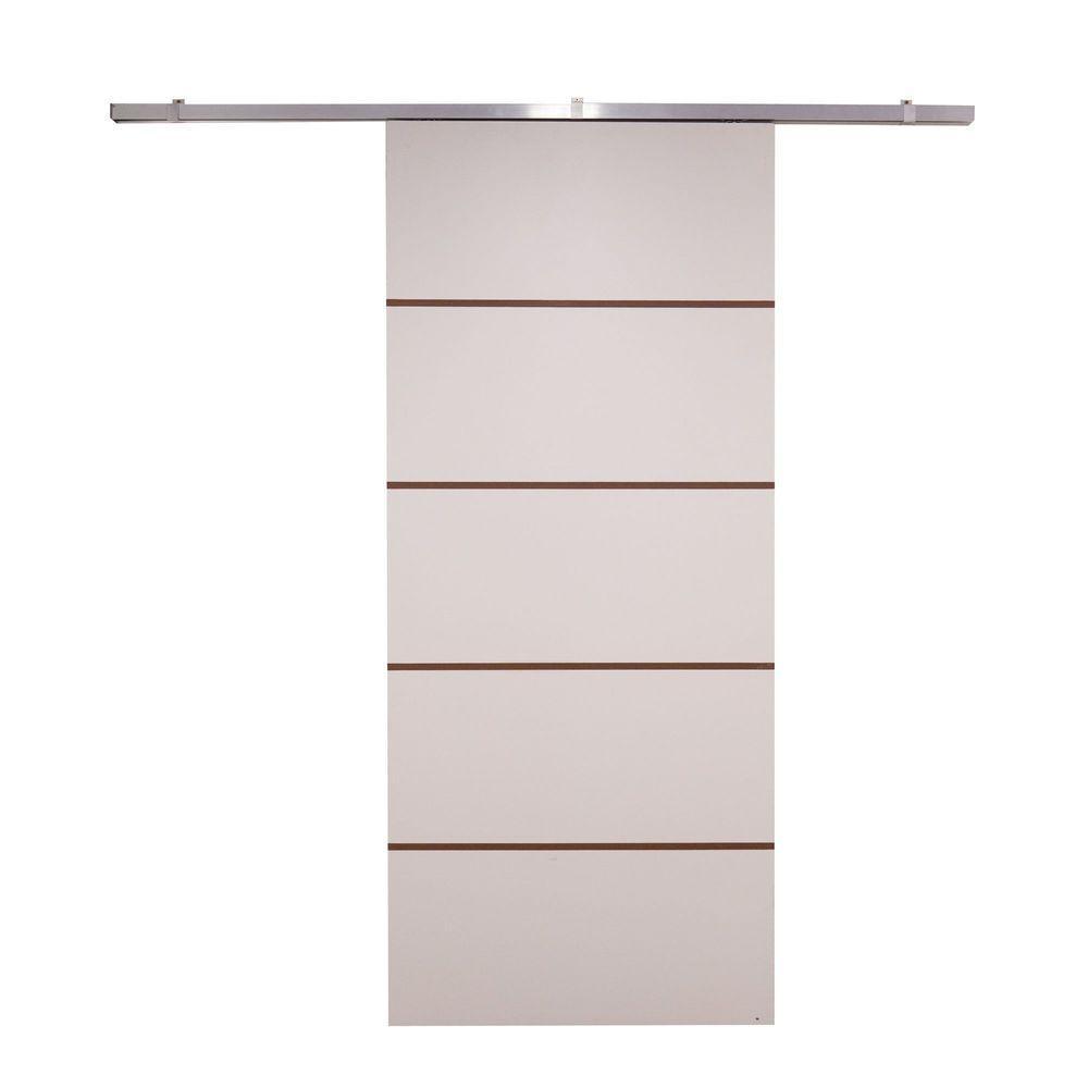 Porta De Correr Branco Prime Frisada Kit Alumínio F03 - 210x80 - 1