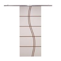 Porta De Correr Branco Prime Frisada Kit Alumínio Fs Duplo - 210x100 - 1