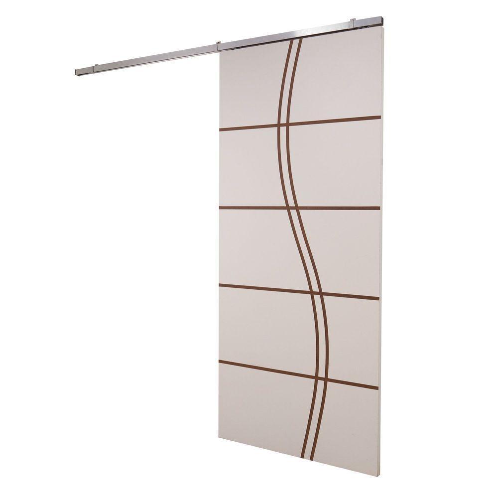 Porta De Correr Branco Prime Frisada Kit Alumínio Fs Duplo - 210x90 - 2