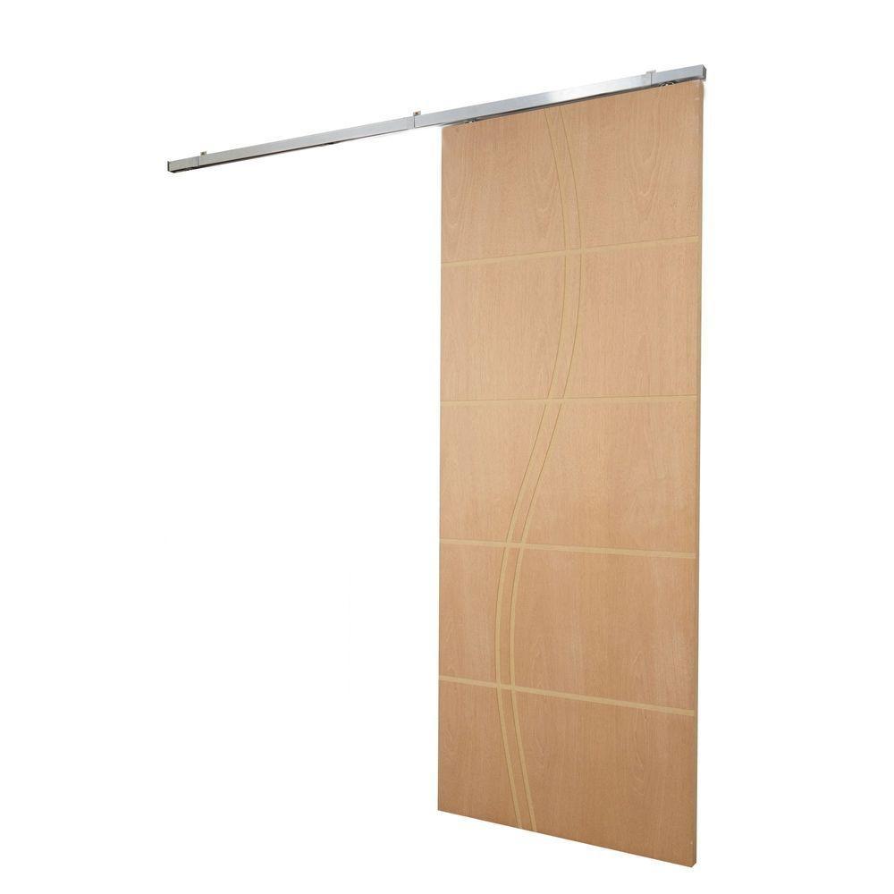 Porta De Correr P- Verniz Frisada Kit Alumínio Fs Duplo - 210x70 - 3