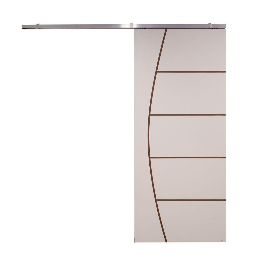 Porta De Correr Branco Prime Frisada Kit Alumínio F04 - 210x110 - 3