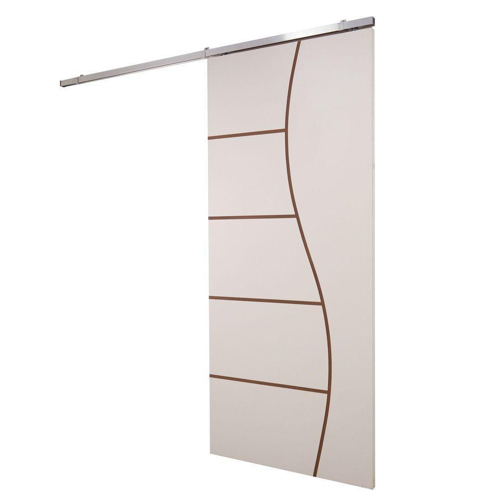 Porta De Correr Branco Prime Frisada Kit Alumínio F07 - 210x100 - 2