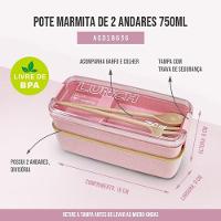 Pote Marmita Ecológica De 2 Andares 750ml Jacki Design Rosa - 2