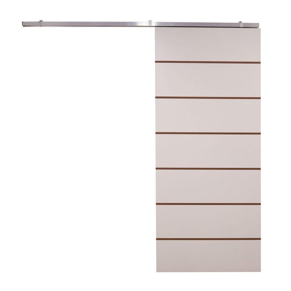 Porta De Correr Branco Prime Frisada Kit Alumínio F09 - 210x90 - 3