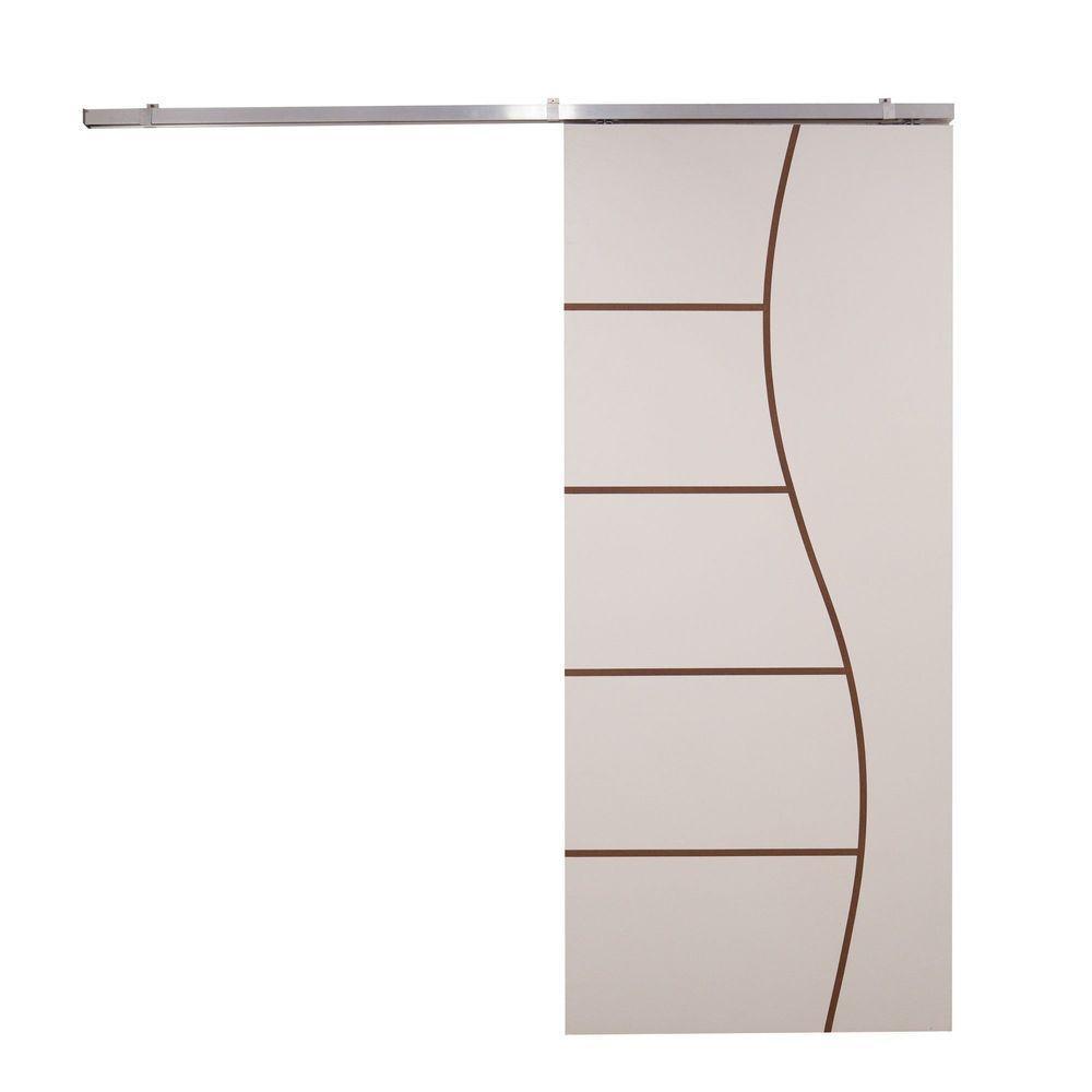 Porta De Correr Branco Prime Frisada Kit Alumínio F07 - 210x90 - 2