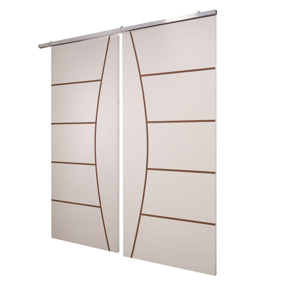 Porta Dupla Branco Prime Frisada Kit Alumínio F09 - 210x120 - 2