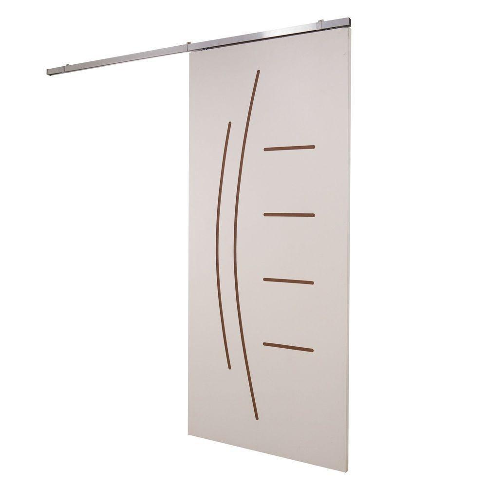 Porta De Correr Branco Prime Frisada Kit Alumínio F08 - Smile - 210x110 - 1