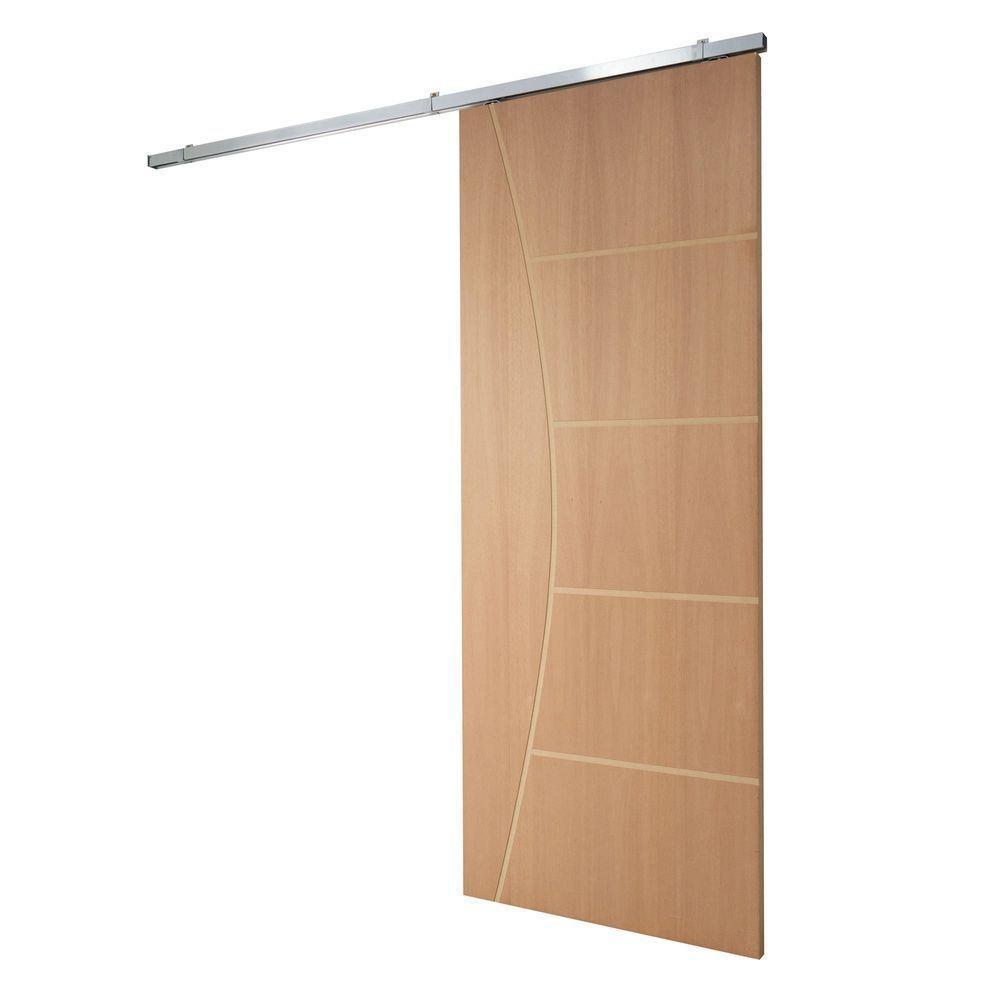 Porta De Correr P- Verniz Frisada Kit Alumínio F10 - 210x70 - 2