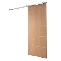 Porta De Correr P- Verniz Frisada Kit Alumínio F10 - 210x70 - 2