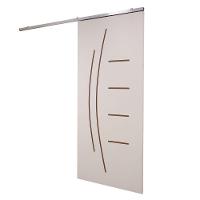 Porta De Correr Branco Prime Frisada Kit Alumínio F08 - Smile - 210x70 - 1