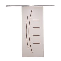 Porta De Correr Branco Prime Frisada Kit Alumínio F08 - Smile - 210x70 - 2