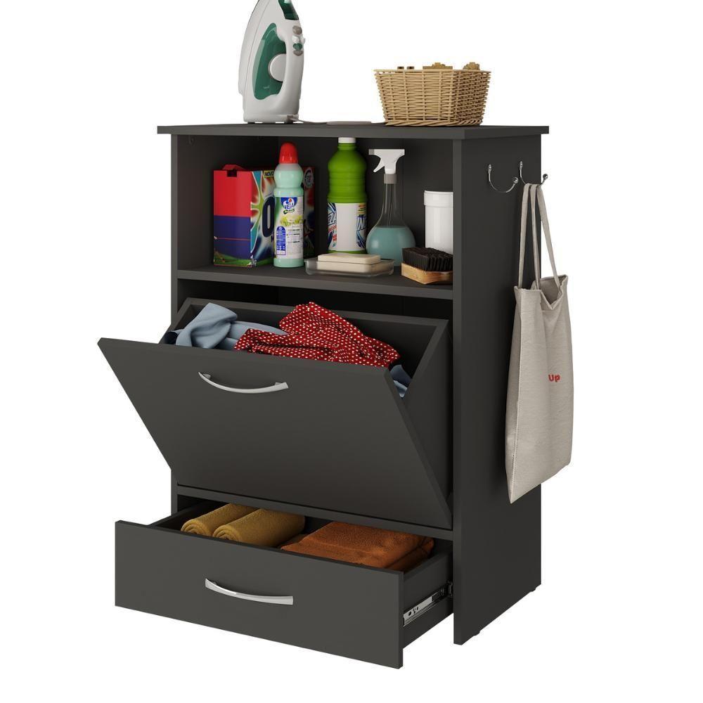 Balcão De Lavanderia Multiuso 1 Porta 1 Gaveta Multimóveis Mp5057 Preto - 1