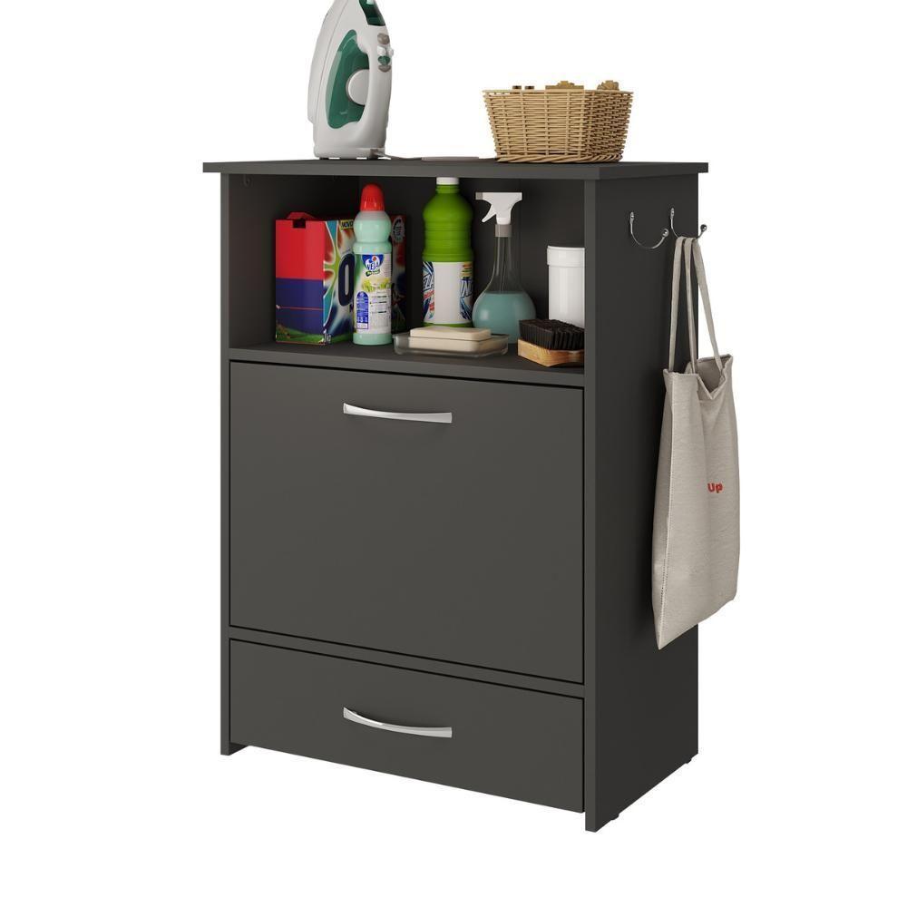 Balcão De Lavanderia Multiuso 1 Porta 1 Gaveta Multimóveis Mp5057 Preto - 2