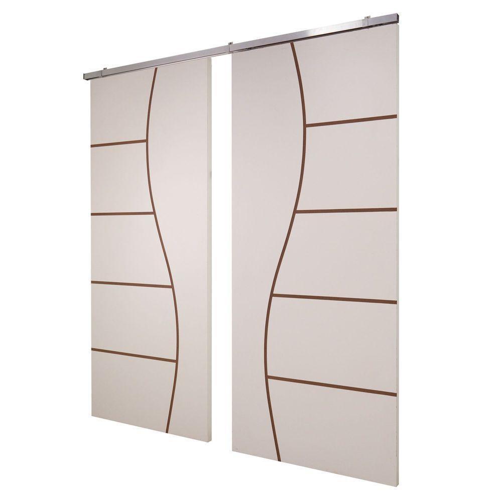 Porta Dupla Branco Prime Frisada Kit Alumínio F07 - 210x140 - 1