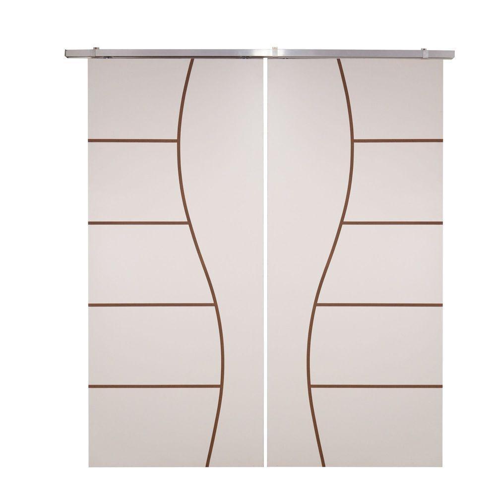 Porta Dupla Branco Prime Frisada Kit Alumínio F07 - 210x140 - 3