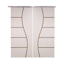 Porta Dupla Branco Prime Frisada Kit Alumínio F07 - 210x180 - 3