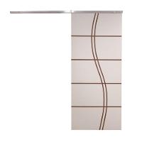 Porta De Correr Branco Prime Frisada Kit Alumínio Fs Duplo - 210x70 - 1