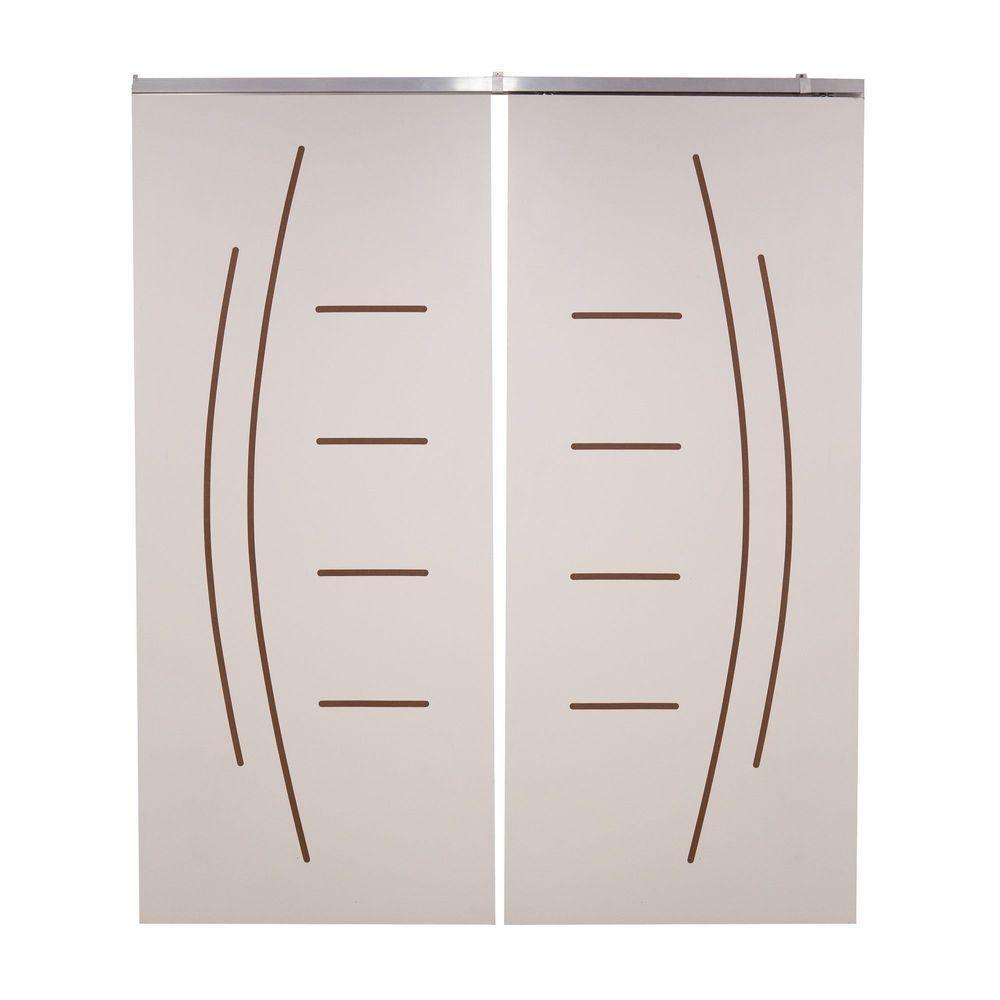 Porta Dupla Branco Prime Frisada Kit Alumínio F08 - Smile - 210x120 - 2