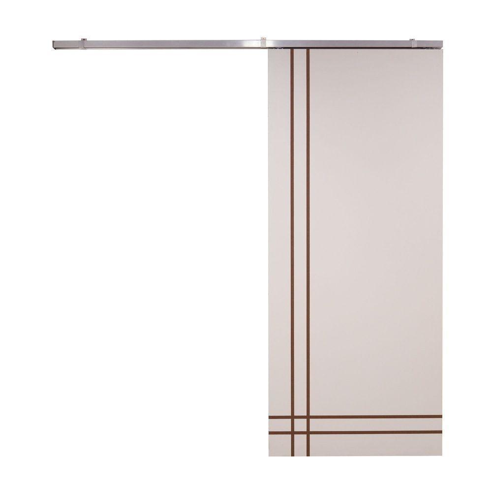 Porta De Correr Branco Prime Frisada Kit Alumínio F06 - 210x70 - 1