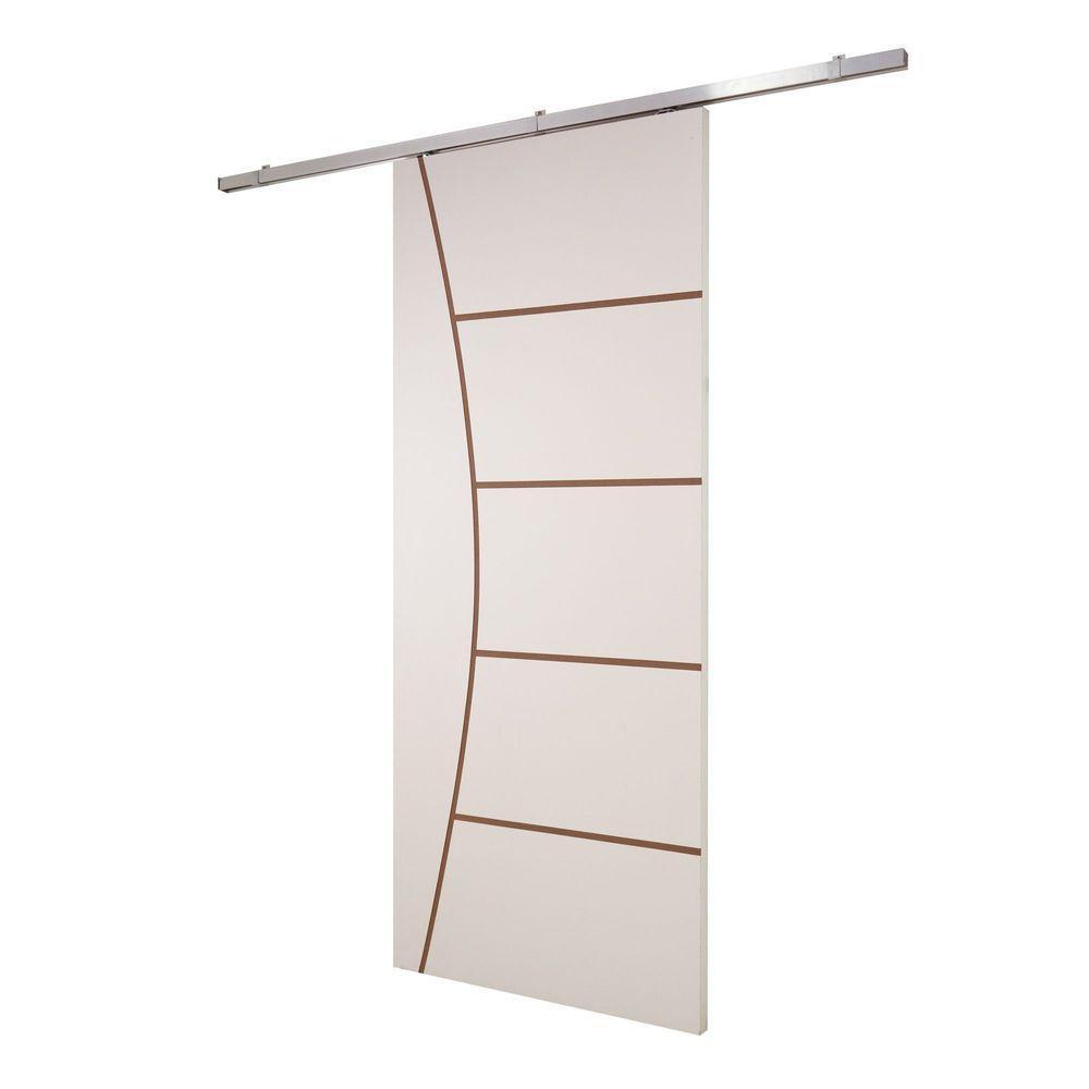 Porta De Correr Branco Prime Frisada Kit Alumínio F10 - 210x100 - 2