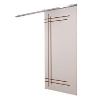 Porta De Correr Branco Prime Frisada Kit Alumínio F05 - 210x110 - 2