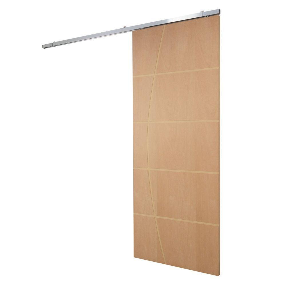 Porta De Correr P- Verniz Frisada Kit Alumínio F01 - 210x80 - 2