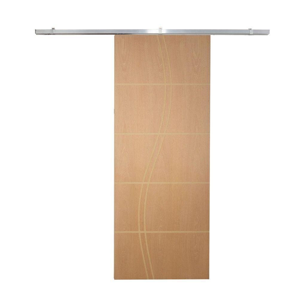 Porta De Correr P- Verniz Frisada Kit Alumínio Fs Duplo - 210x100 - 1