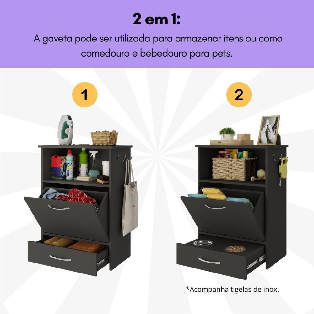 Balcão Multiuso/comedouro Para Cães E Gatos Multimóveis Mp6026 Preto - 4