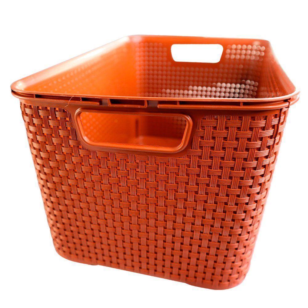 Caixa Organizadora Rattan Cesto Terracota Com Tampa 7 Litros - 2
